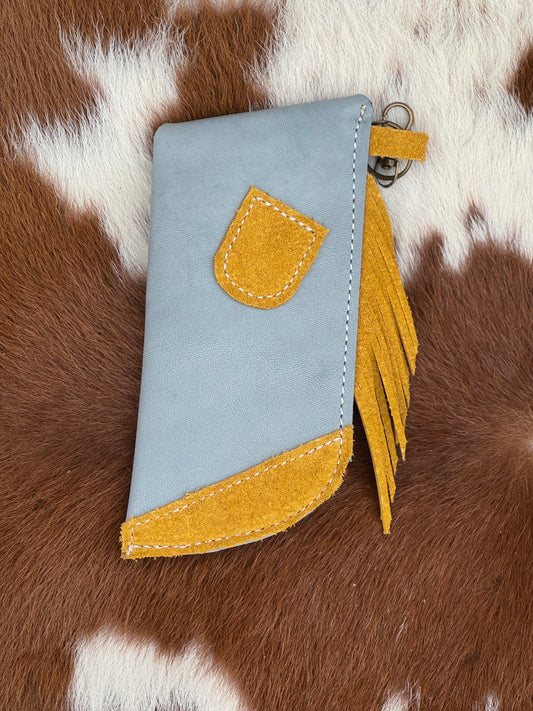 Chap-Stick Sunglass Holder Dusty Blue & Mustard