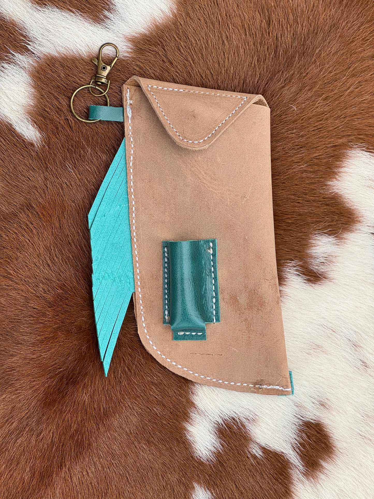 Chap-Stick Sunglass Holder Turquoise and Peanut