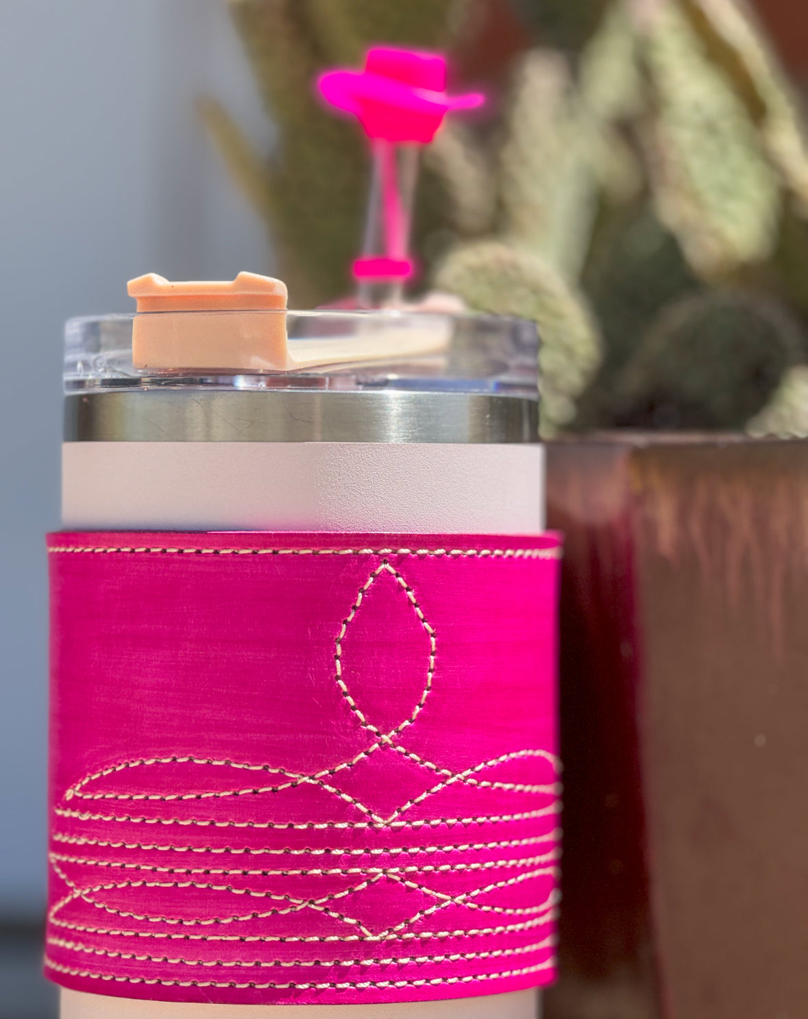 Hot Pink Boot Stitch 40 oz Tumbler Wrap