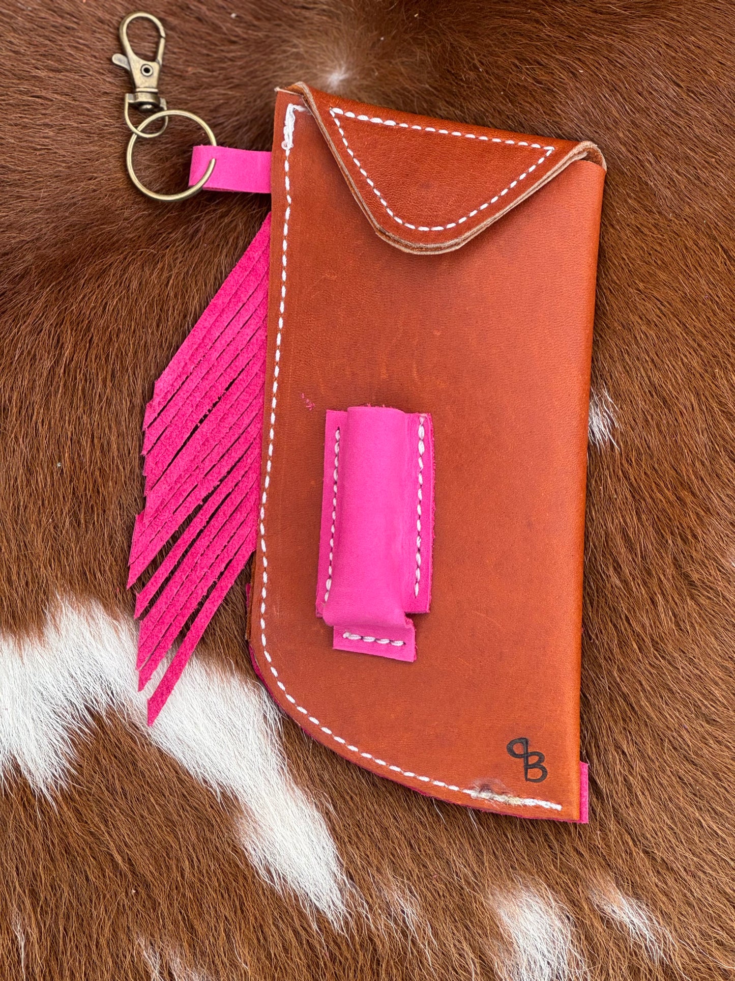 Chap-Stick Sunglass Holder Rust & Pink