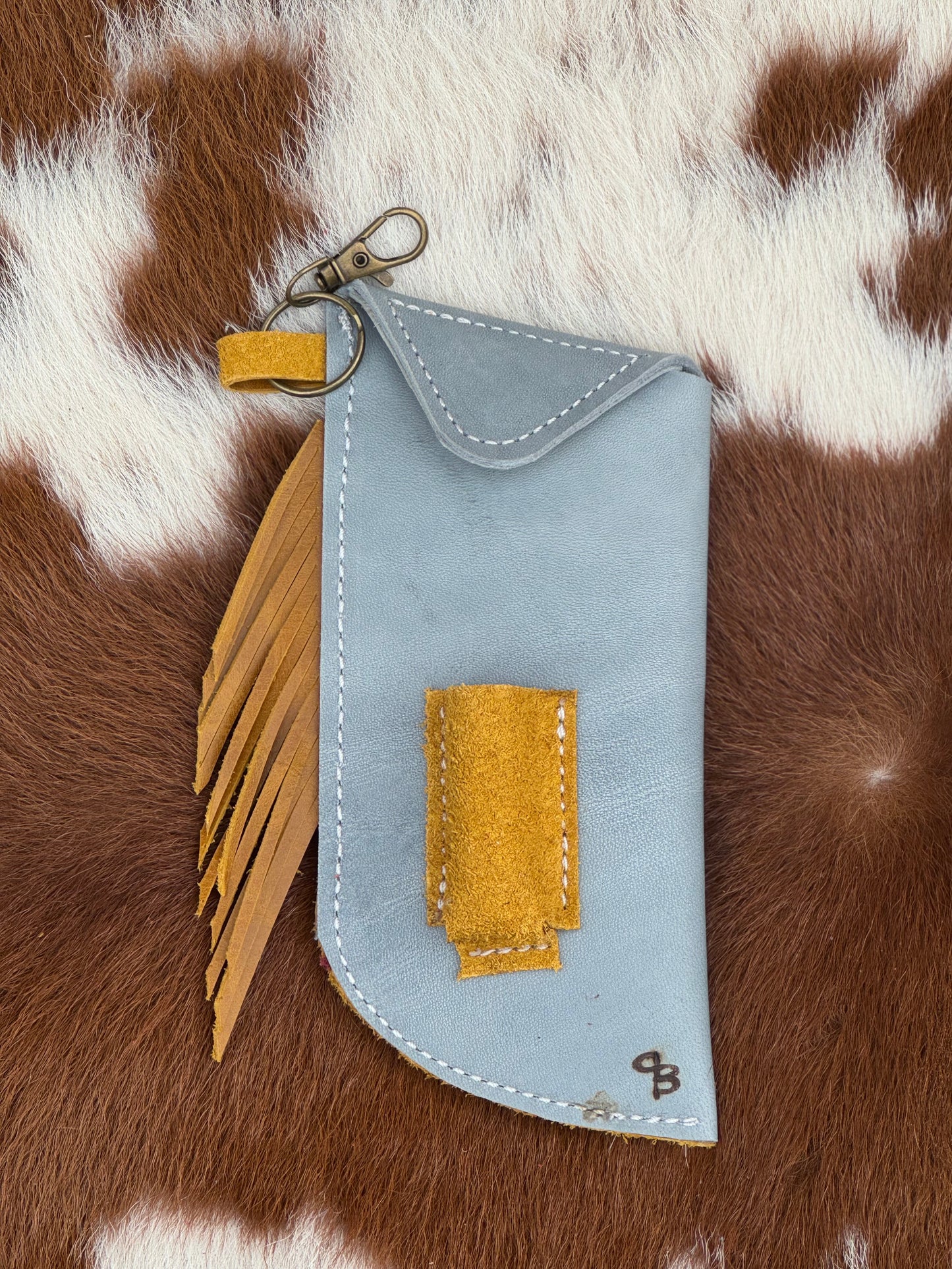 Chap-Stick Sunglass Holder Dusty Blue & Mustard