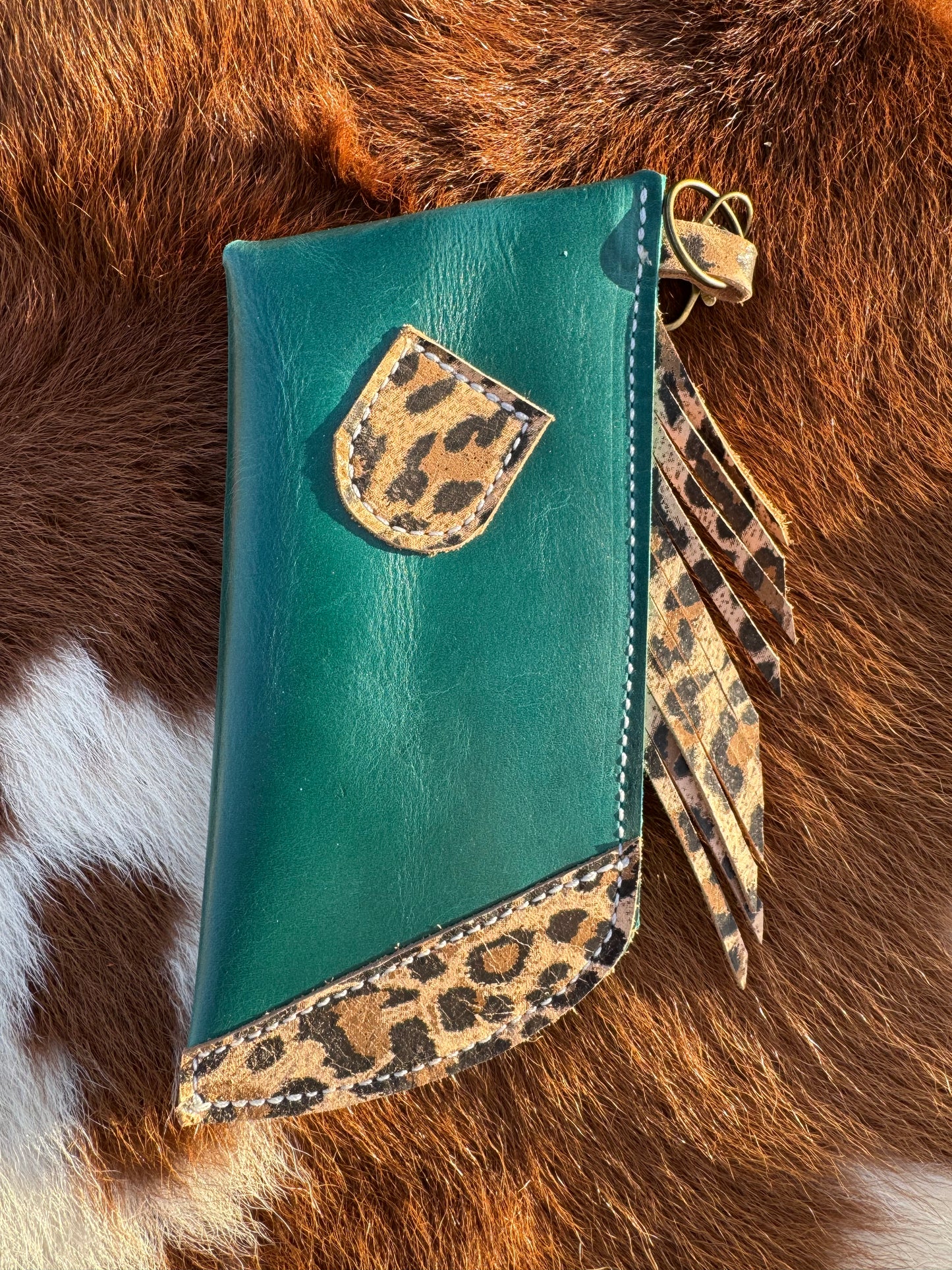 Chap-Stick Sunglass Holder Turquoise & Cheetah