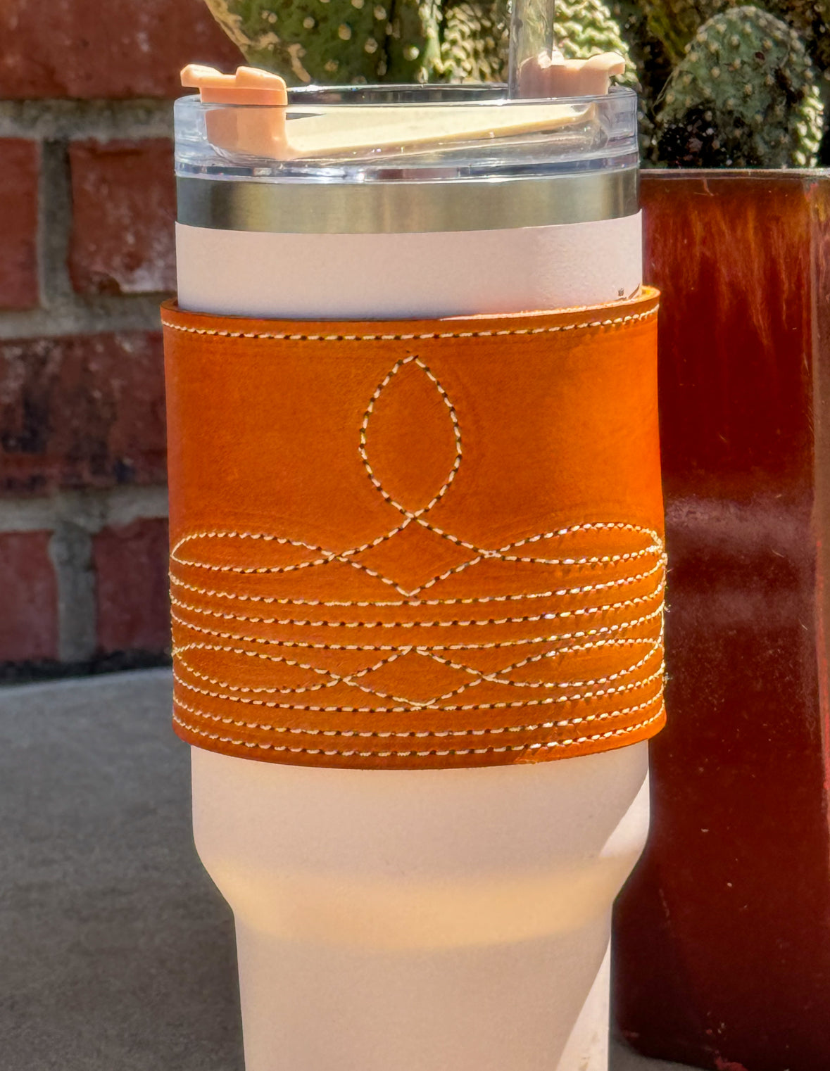 Golden Brown Boot Stitch 40 oz Tumbler Wrap