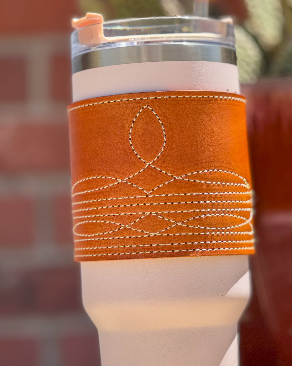 Golden Brown Boot Stitch 40 oz Tumbler Wrap